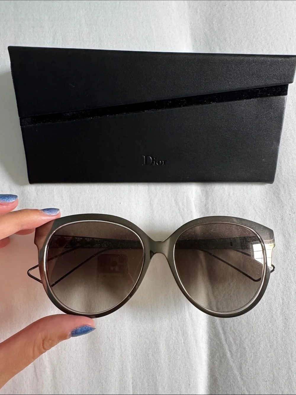 Dior Gray Gradient Round Women's Sunglasses